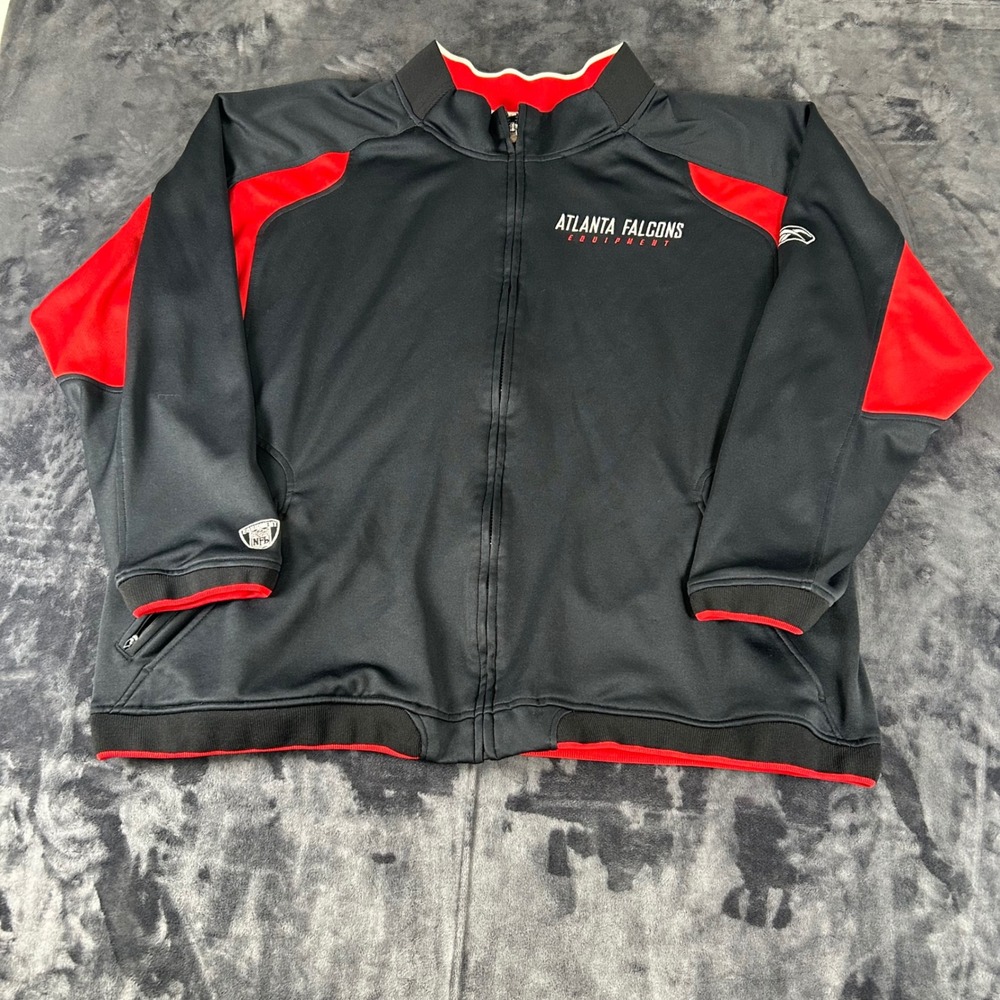 Reebok Atlanta Falcons NFL Equipment Jacket Mens 3XL Black Red Full Zip